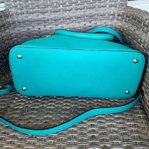 Isabelle Teal Green Vegan Leather Bowler Style Bag & Matching Wallet - Picture 4 of 15